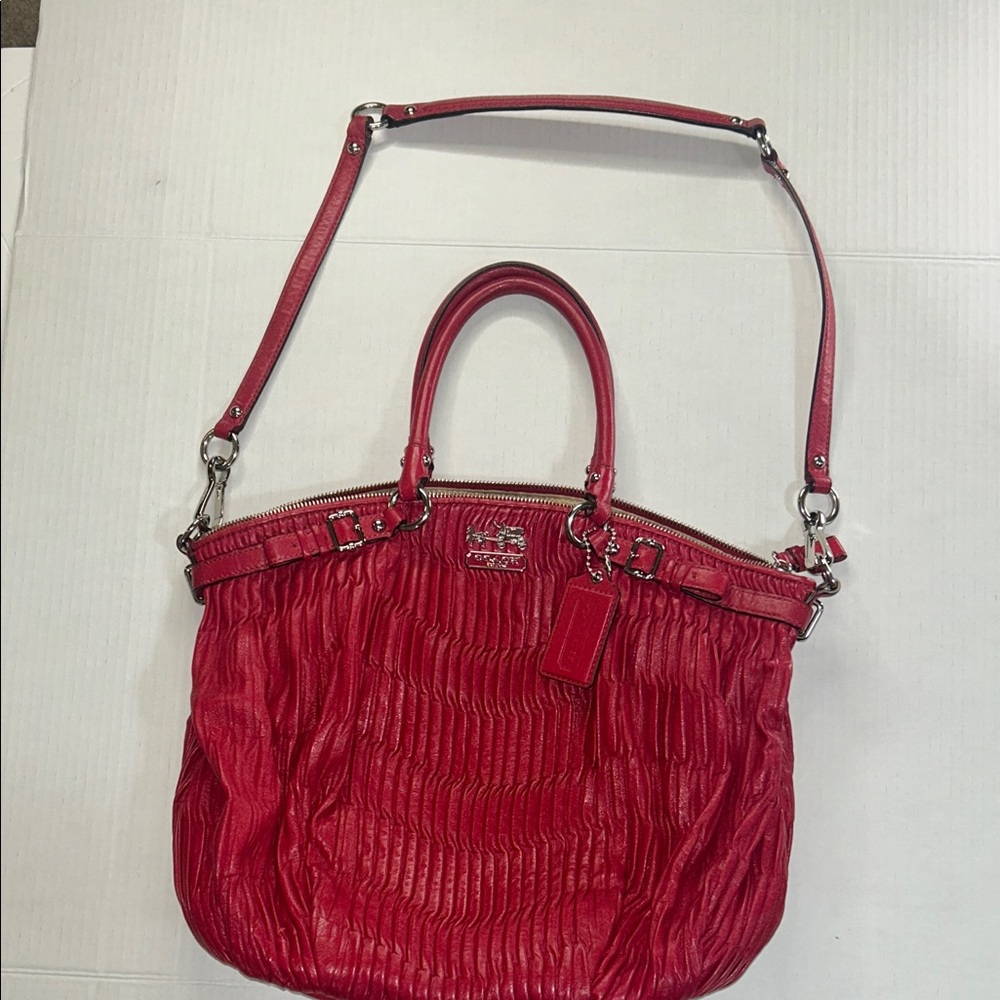 Coach Cherry Red Leather Shoulder Bag - Picture 2 of 15